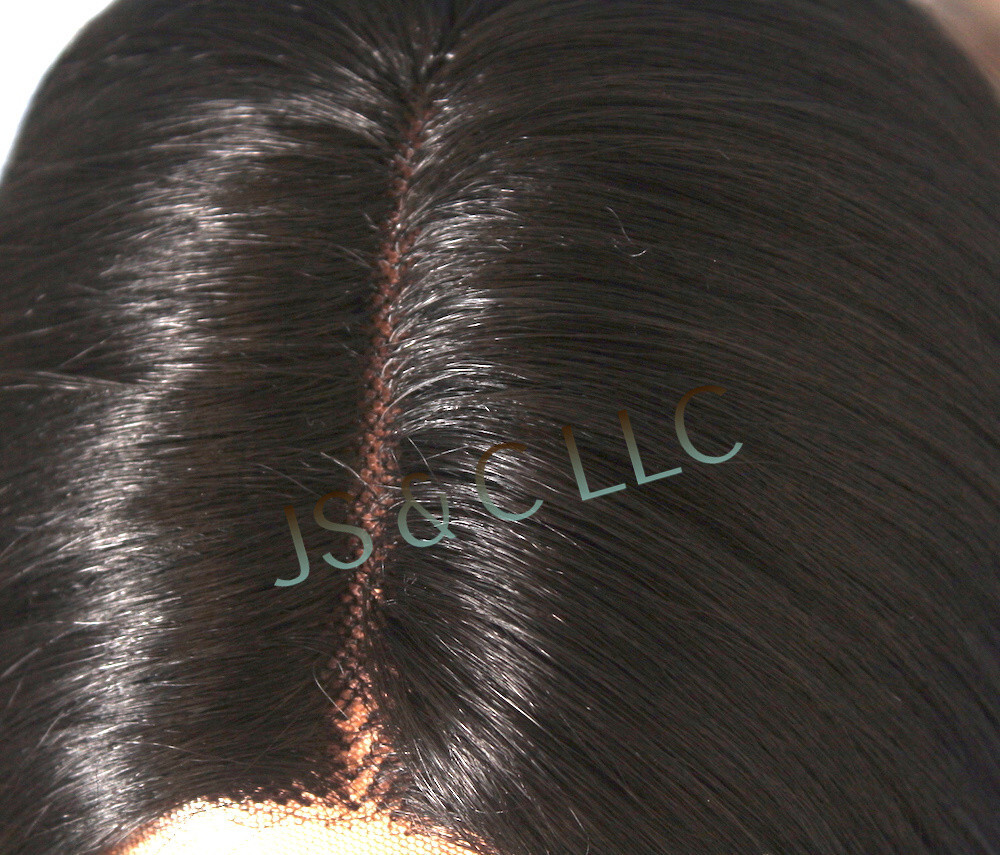 Human hair Blend Hand Tied Monofilament Full LACE FRONT WIG Off Black 1B JSLY