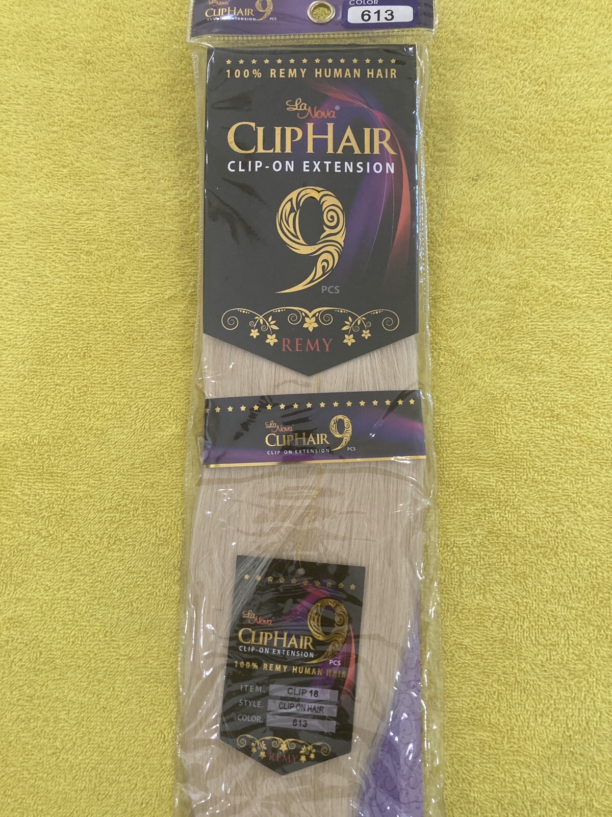 9 pcs Clip on Extensions 100% Remy Human Hair Silky Straight 18″ Color # 613