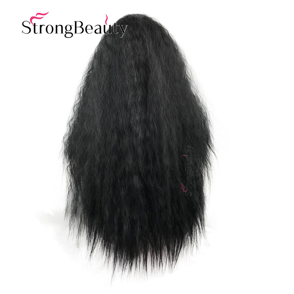 Synthetic Wig Kinky Curly Straight Hair Yaki Afro Fluffy Wigs For Black Women