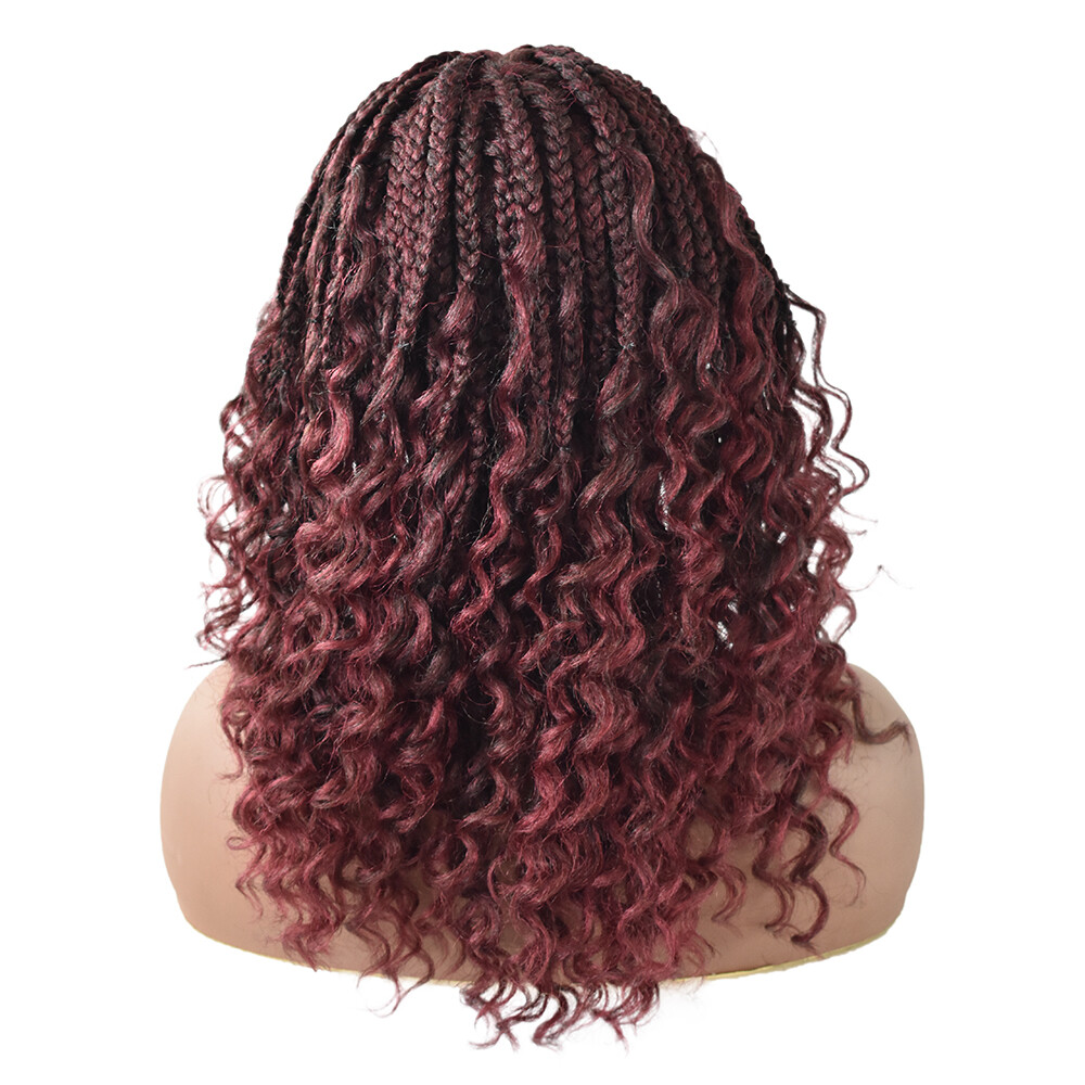 Lace Front Cornrow Hand Braided Lightweight Glueless Women Wig Synthetic Wavy US