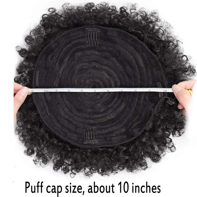Extra Large Afro Kinky Curly Puff Bun Clip in Human Hair Extensions Ponytail US