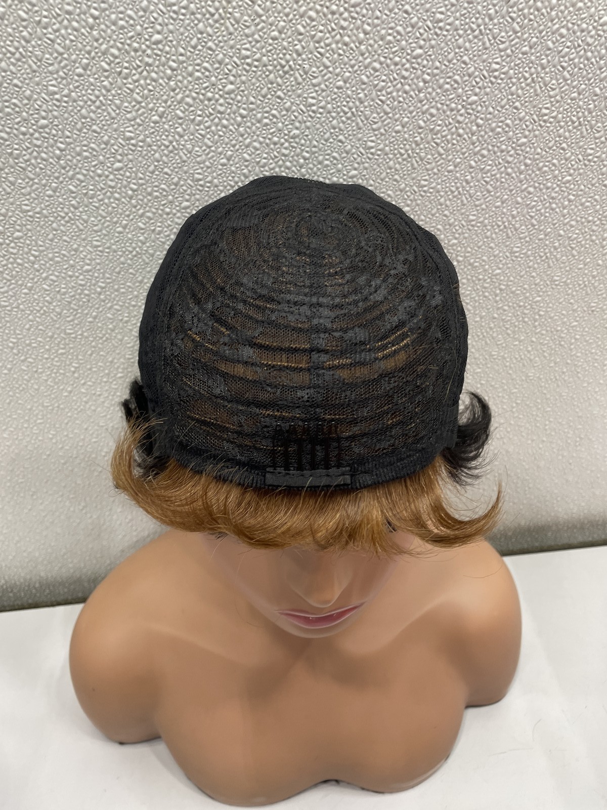 Yjoqokoa Black & Brown Pixie Cut Human Hair Blend Glueless Wig
