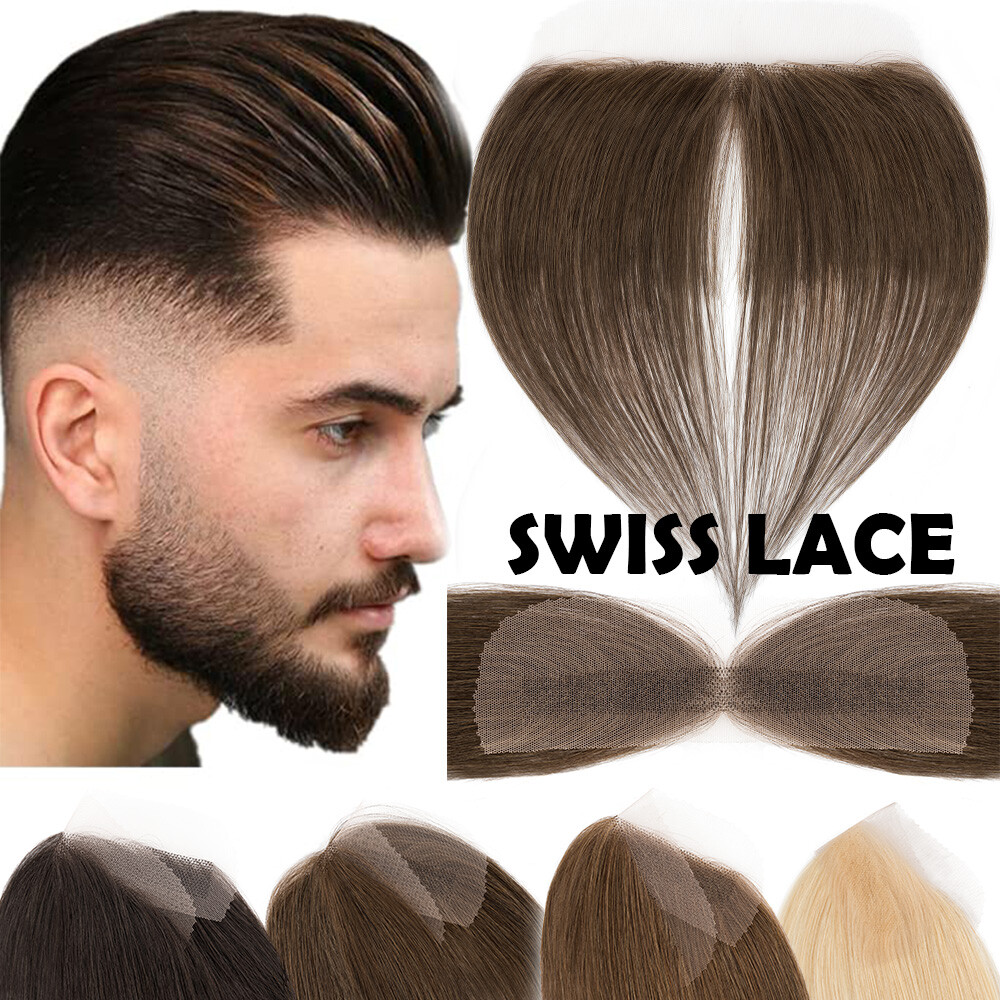 2*16CM Forehead Frontal Hairpiece Mens Toupee Hairline V Loop Replacement System