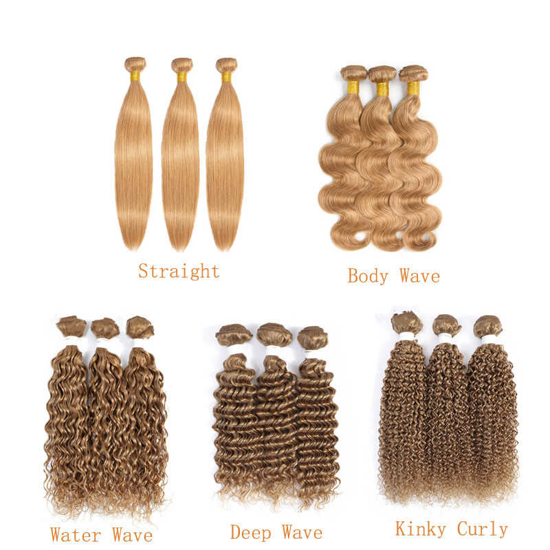 27# Color Deep Wave Ombre Color 10-26in 3 Bundles Brazilian 100% Human Hair