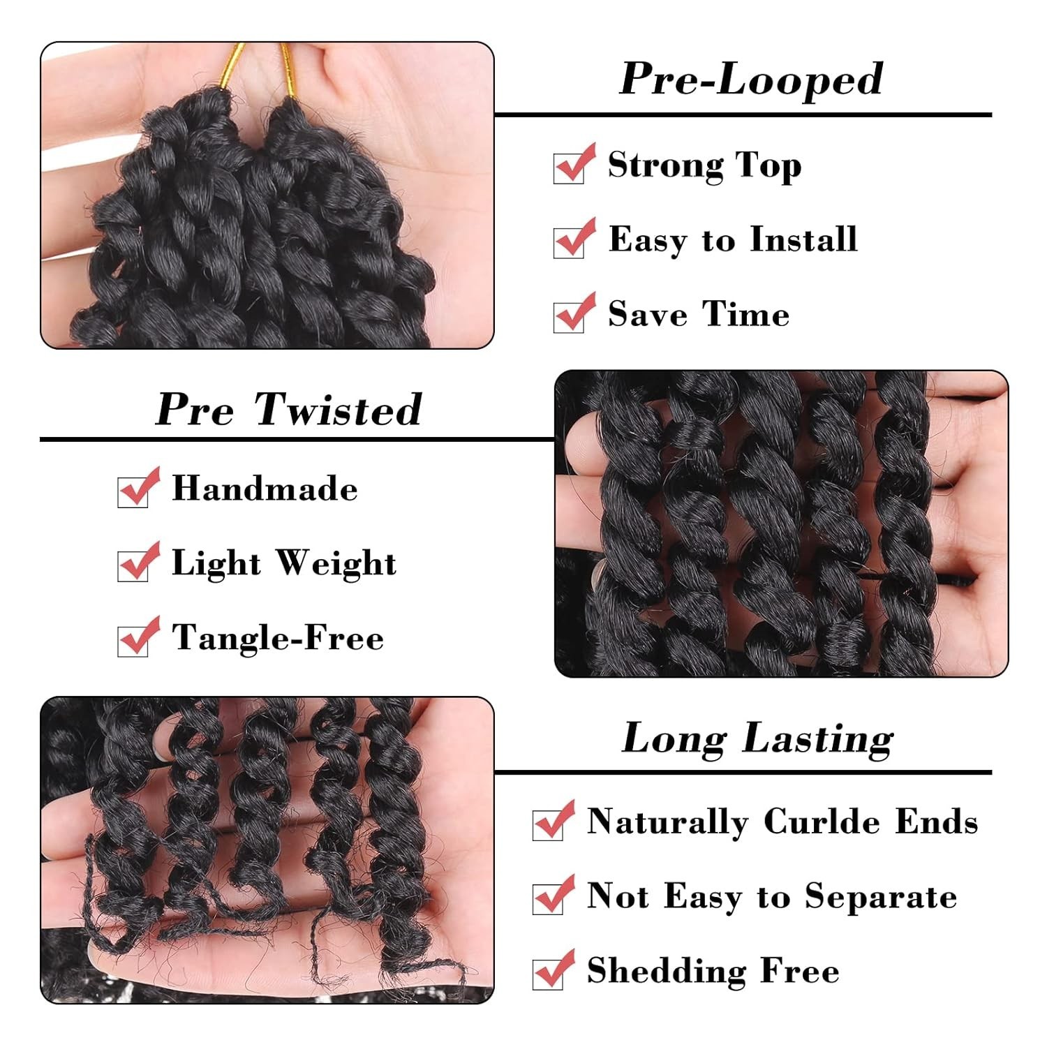 8 Pack Passion Twist Hair – 8 Inch, No Shedding, Perfect for Beginners