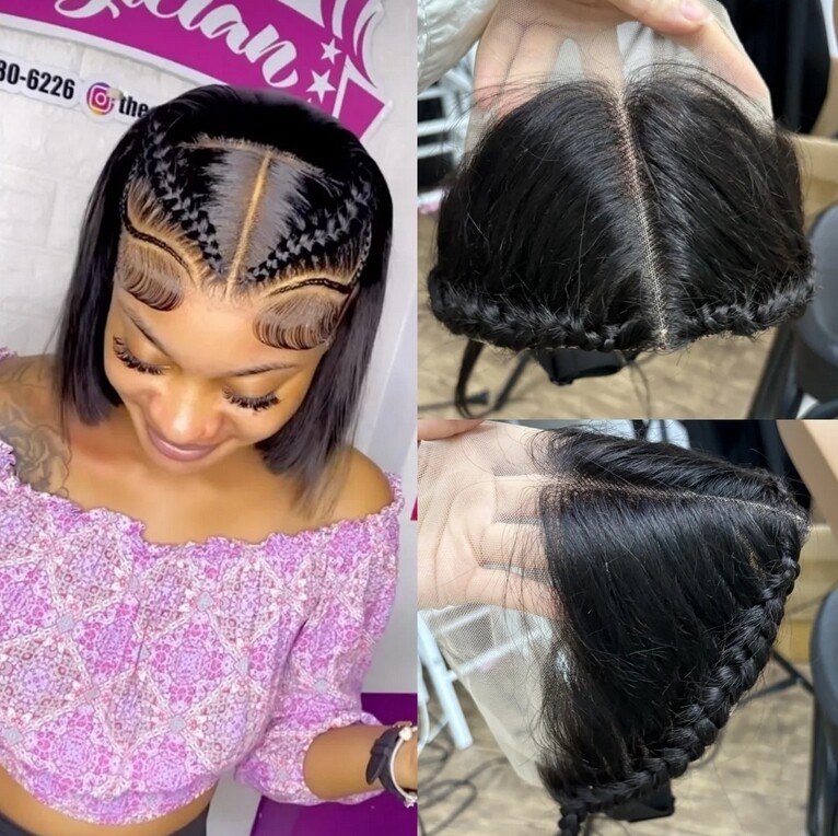 13×4 Lace Frontal with Braids Remy Human Hair for Women Girls