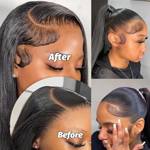 Edges Hair HD Lace Strips for Women – Reusable 4 Pcs (I+V) Natural Black