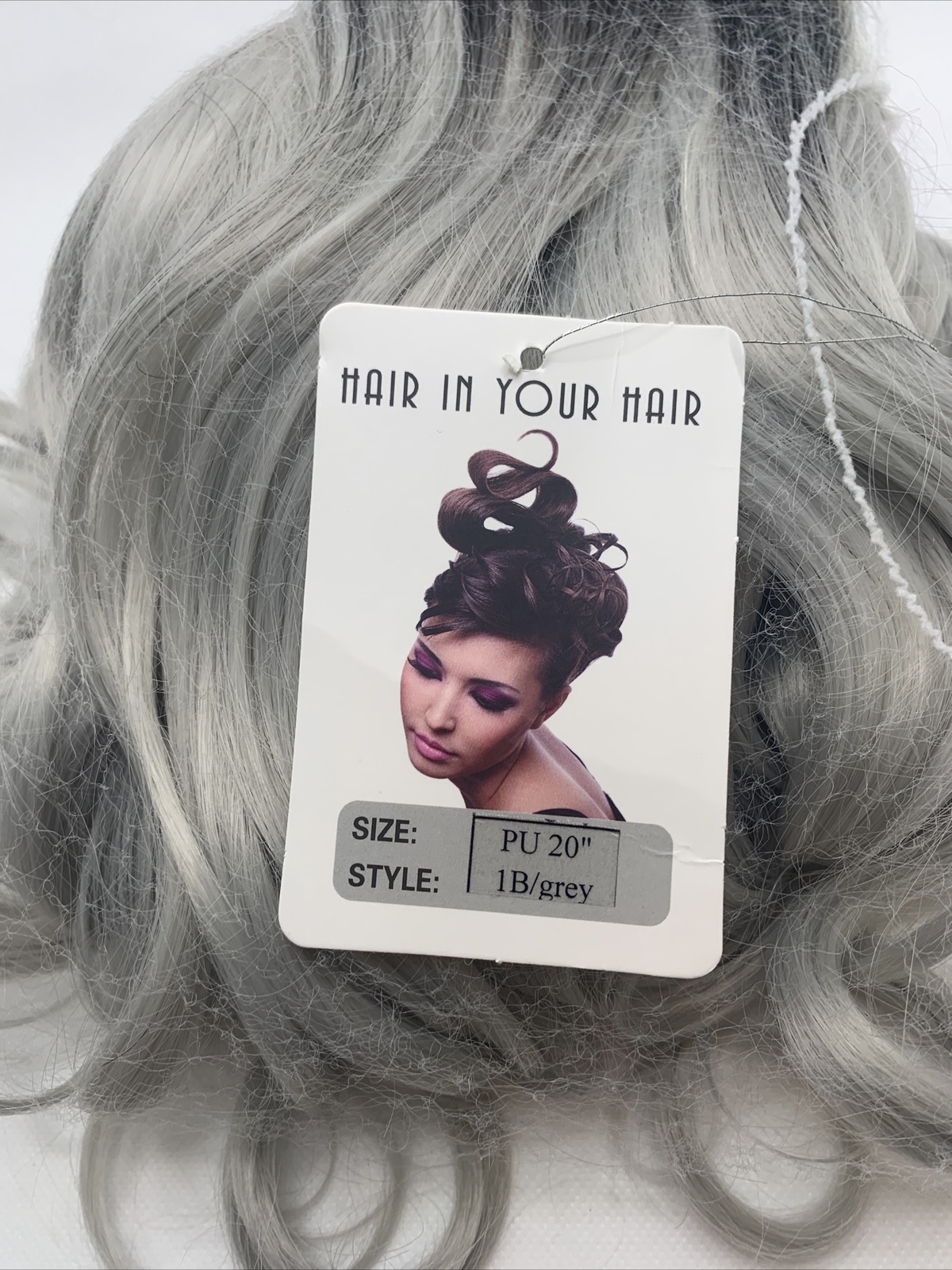 Queentas-Silver Gray Ombre Long Wavy CurlyWig WomenSynthetic Hair PU 20” 1B Gray
