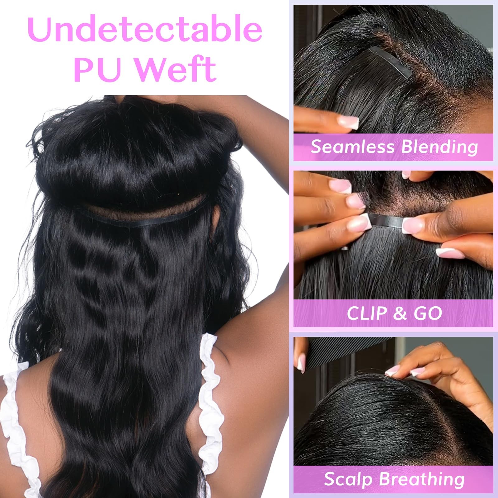 Idn Beauty Seamless Clip In Hair Extensions Human Hair Body Wave 24 Inch 110G