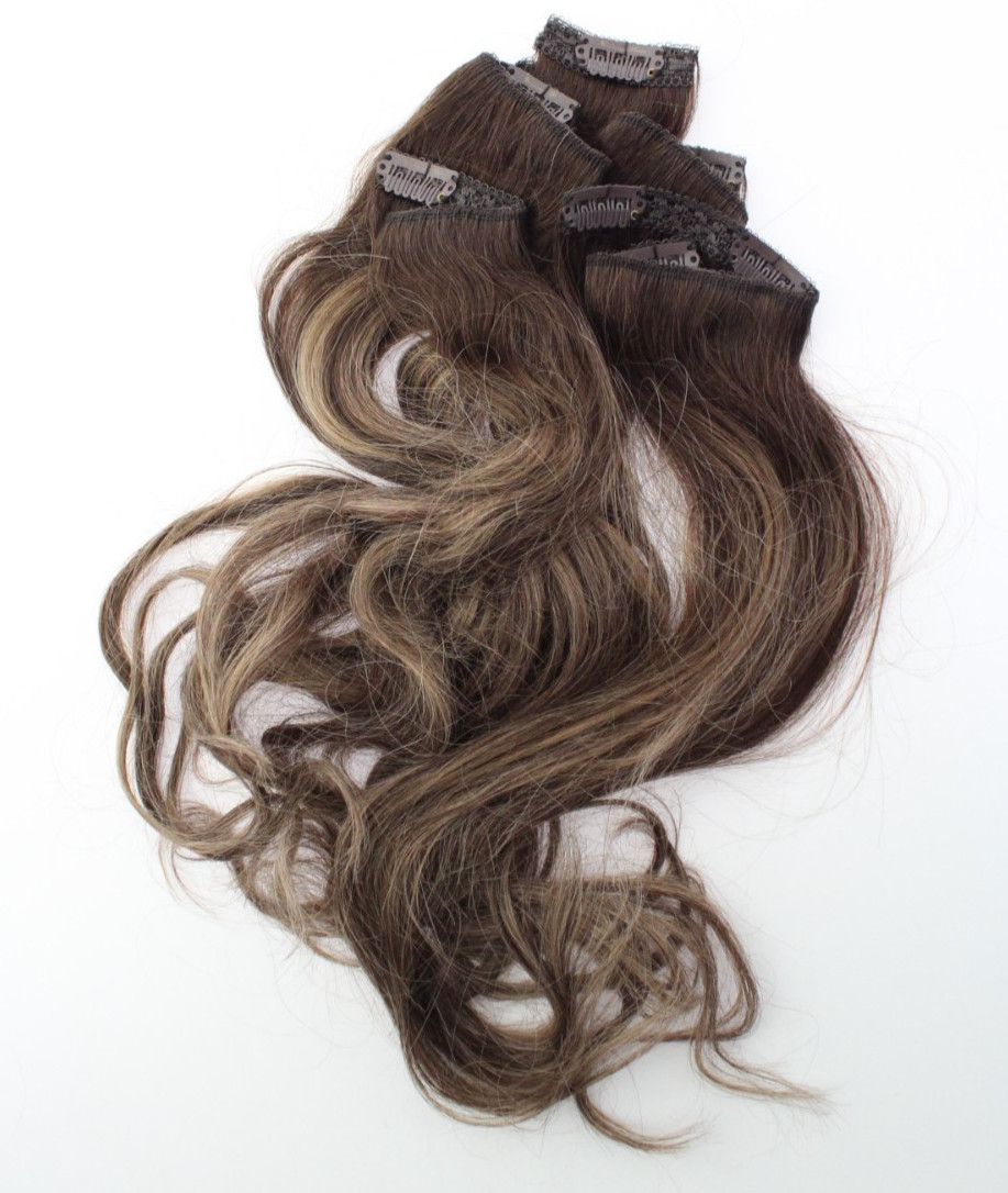Sunny Hair CLIP-IN 18in Brown/Blonde Straight Human Hair Extensions CP 4-4-27