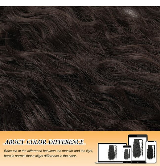 PEACOCO 16″ Wrap Corn Wave Ponytail Extension brown 2# synthetic hairpiece YMT01