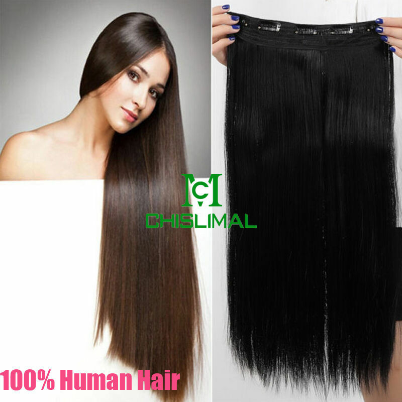 100g 150g 200g 16-30″ Clip One-piece Human Hair Extension Full Head More Color