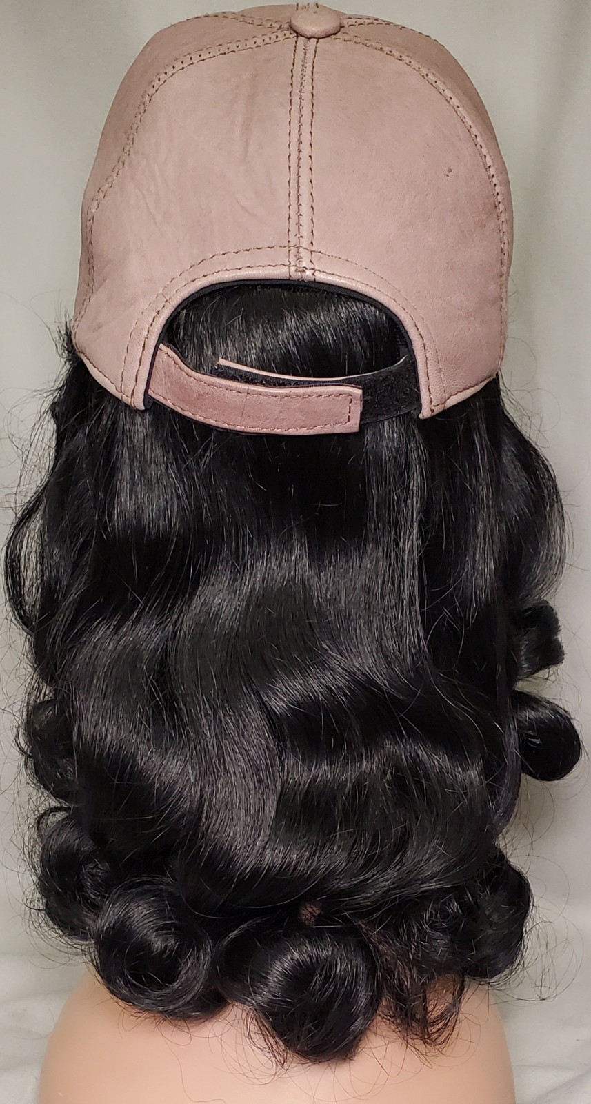 CMC Human hair Halo Bangs 1B Black NWOT Display (Hat NOT included)
