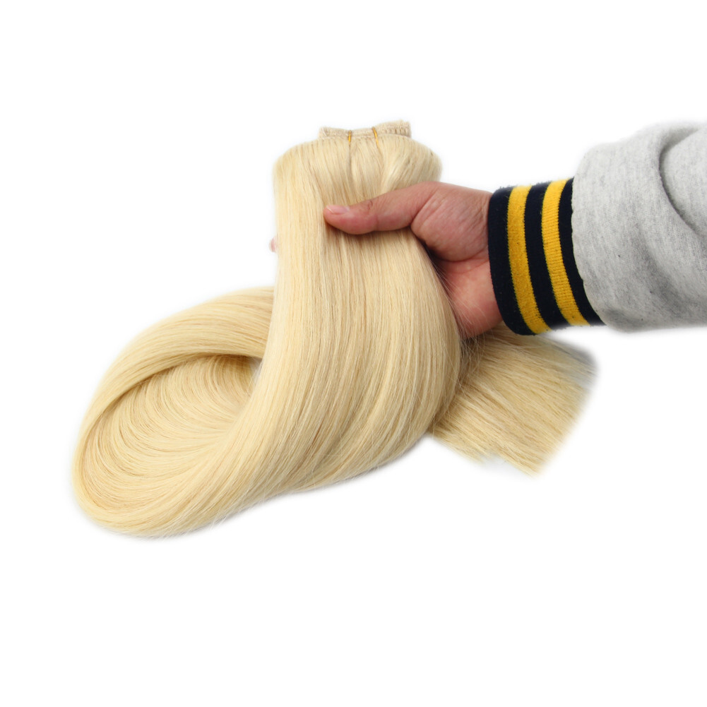 Clip in Hair Extensions Real Human Hair Durable Clip-on Sewn Wefts Hair 8pieces