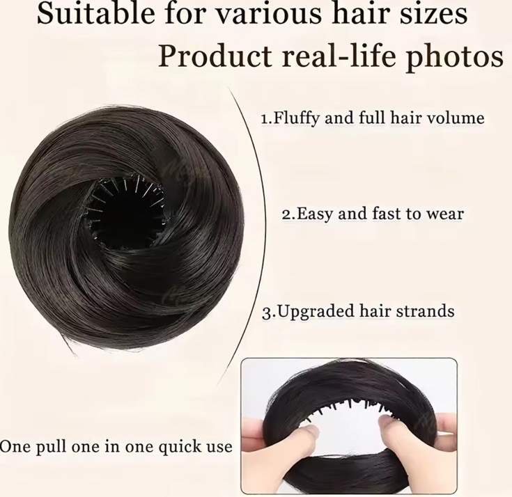 Messy Bun Hair Piece Real Human Hair Scrunchie Clip In Updo Extension,’