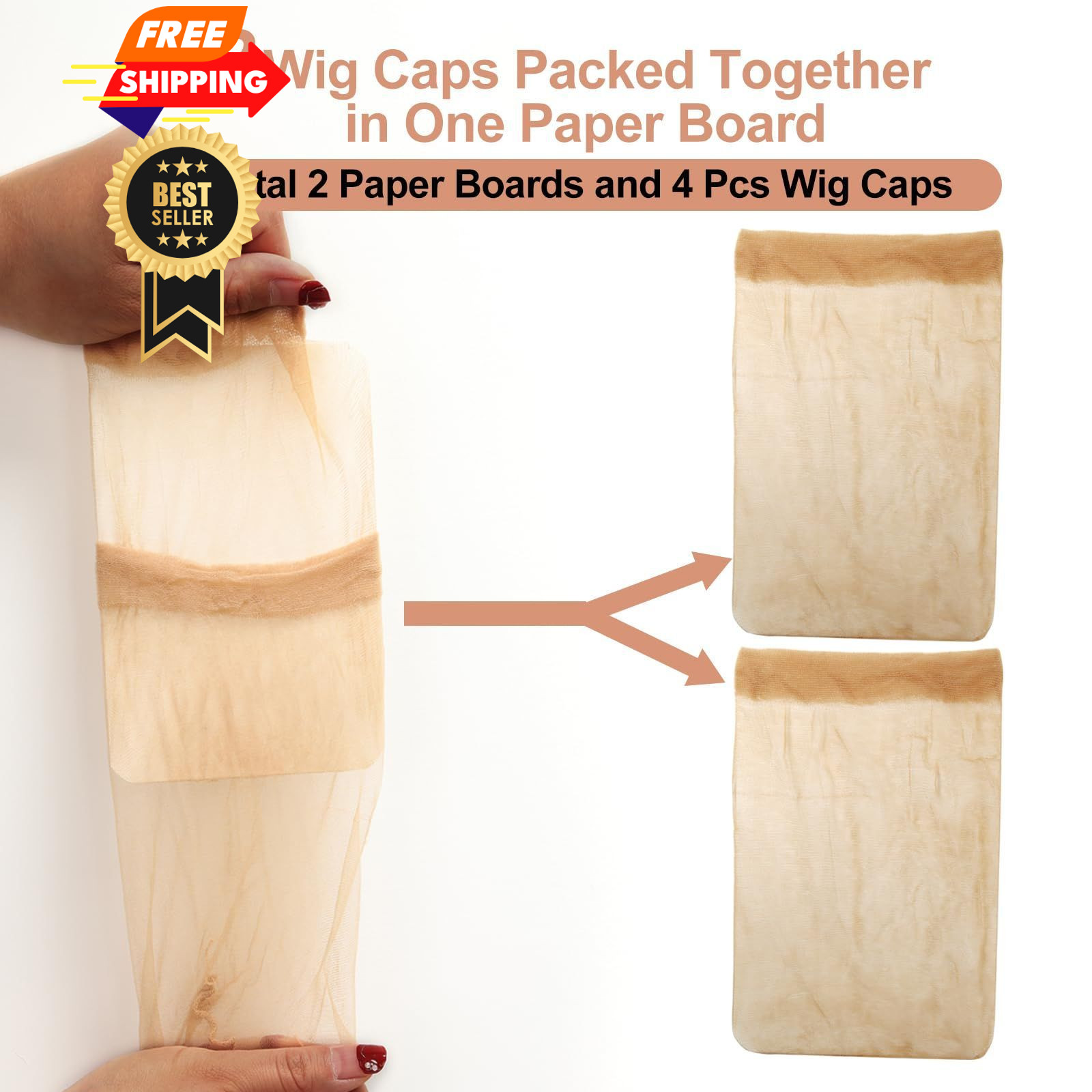 BEEOS Skinlike HD Wig Cap, 4 Pieces Invisible and Sheer 4 Pieces, Cap