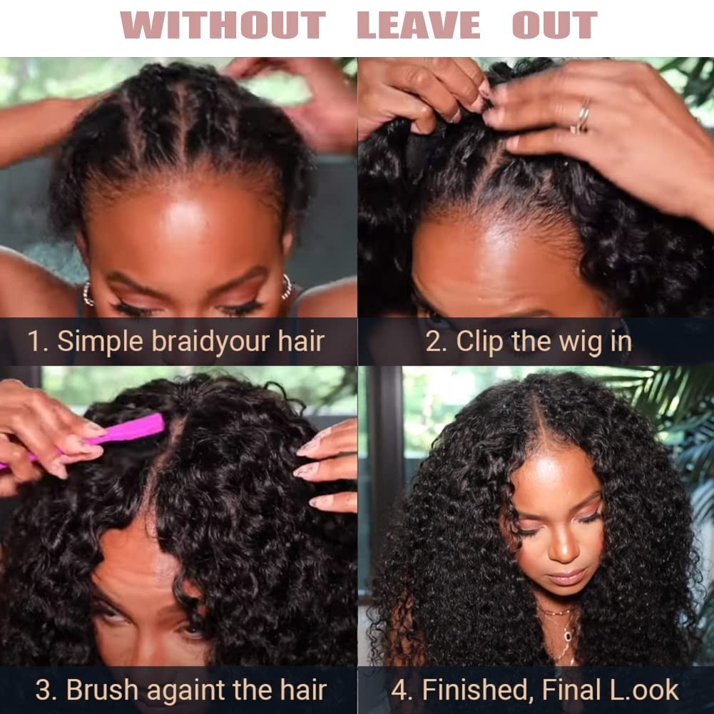 V Part Wigs Human Hair Kinky Curly Upgrade U Part Wig Human Hair Wig For Women