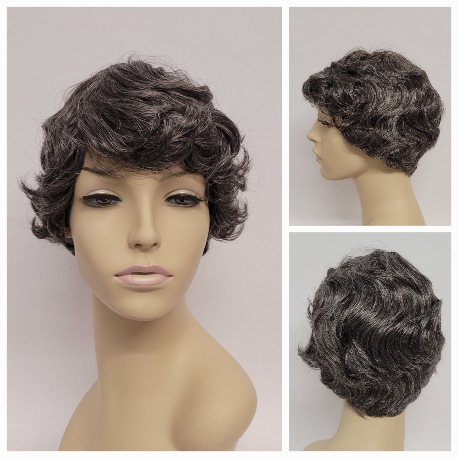 Retro Short Finger Wave Wig Gray Loose Curl Cosplay Kanekalon Japan Origin