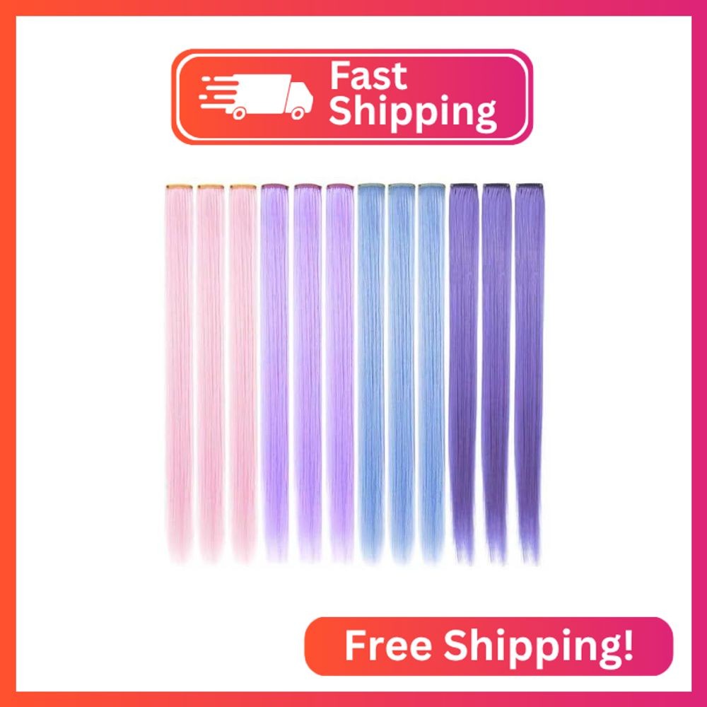 ZHAOWWEI 12 PCS Colored Extensions Multi-Colors Party Highlights Streak Syntheti