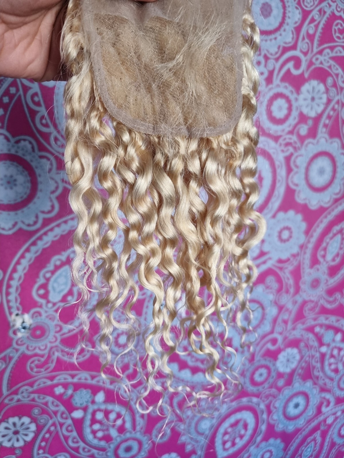 12A 14INCHES BRAZILIAN VIRGIN HUMAN HAIR BLONDE 613# WATER WAVE 4X4 LACE CLOSURE