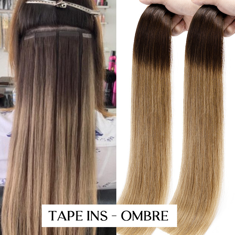 CLEARANCE Tape In 100% Remy Human Hair Extensions Invisible Skin Weft Omble 100G