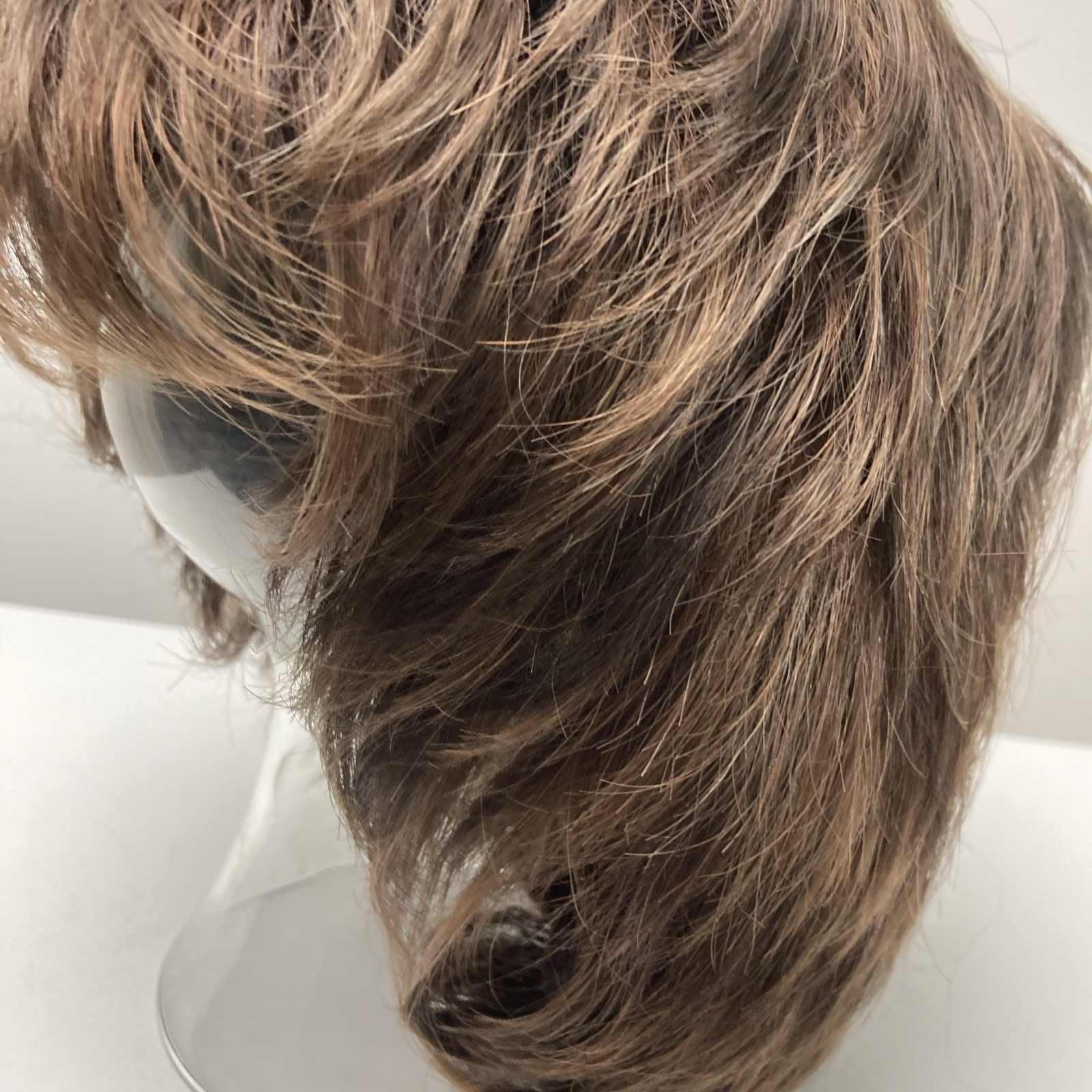 Envy Layered Wig Synthetic Short Classic Cap Womens Brown + Topper Lot 2 Pc