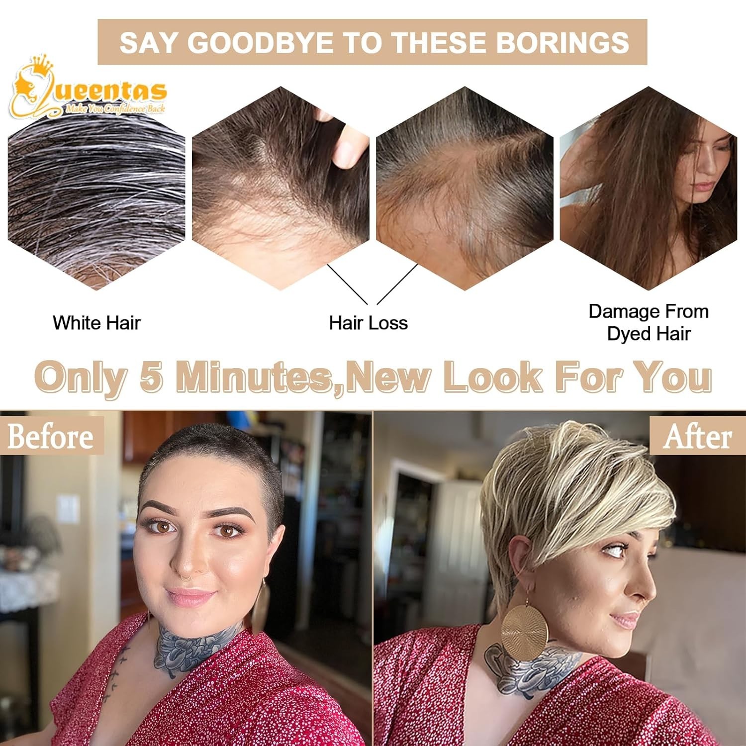 Blonde Mixed Brown Pixie Style Hairpiece