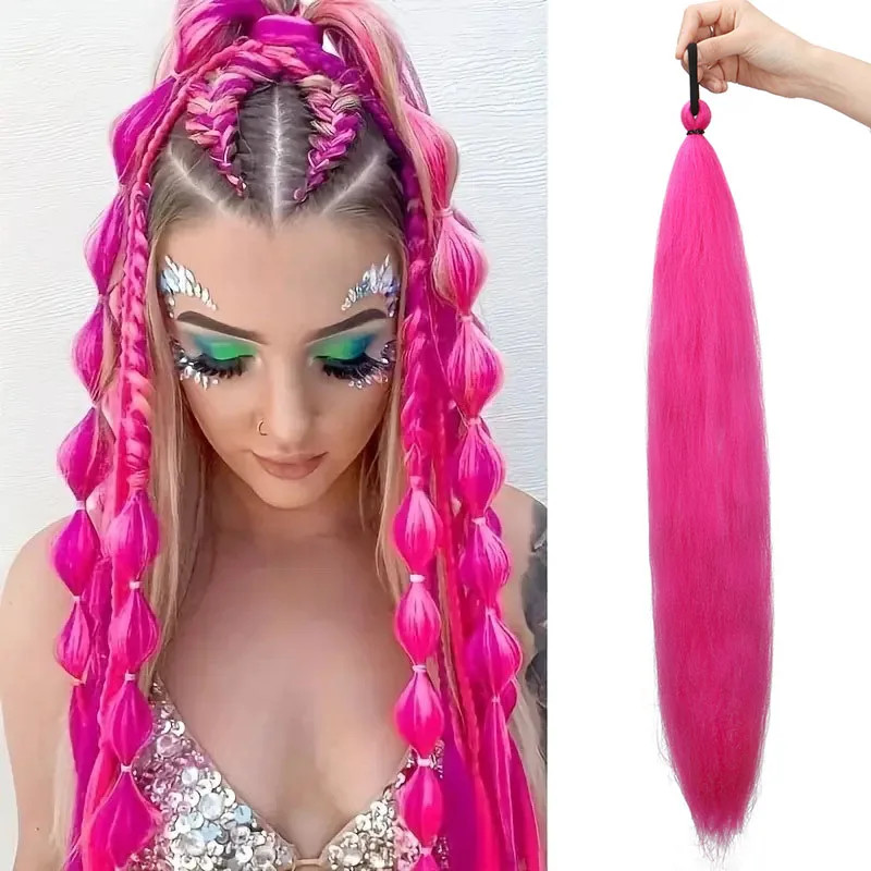 Synthetic Ombre Elastic Band Ponytail Hair Extension DIY Twist Braid for Women