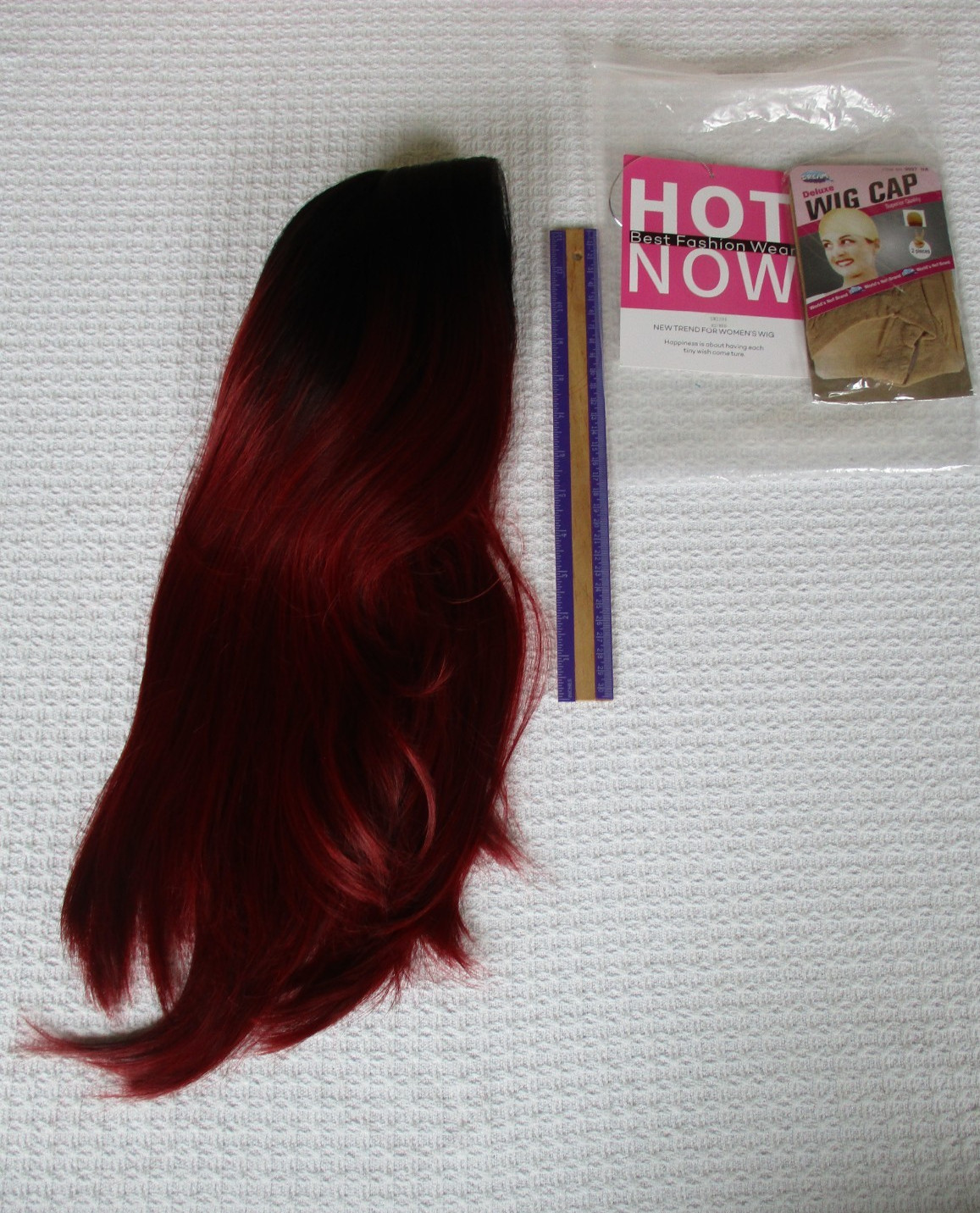 Red Black Ombre 26″ Straight Quality Wig Synthetic Washable Hot Now Lace front