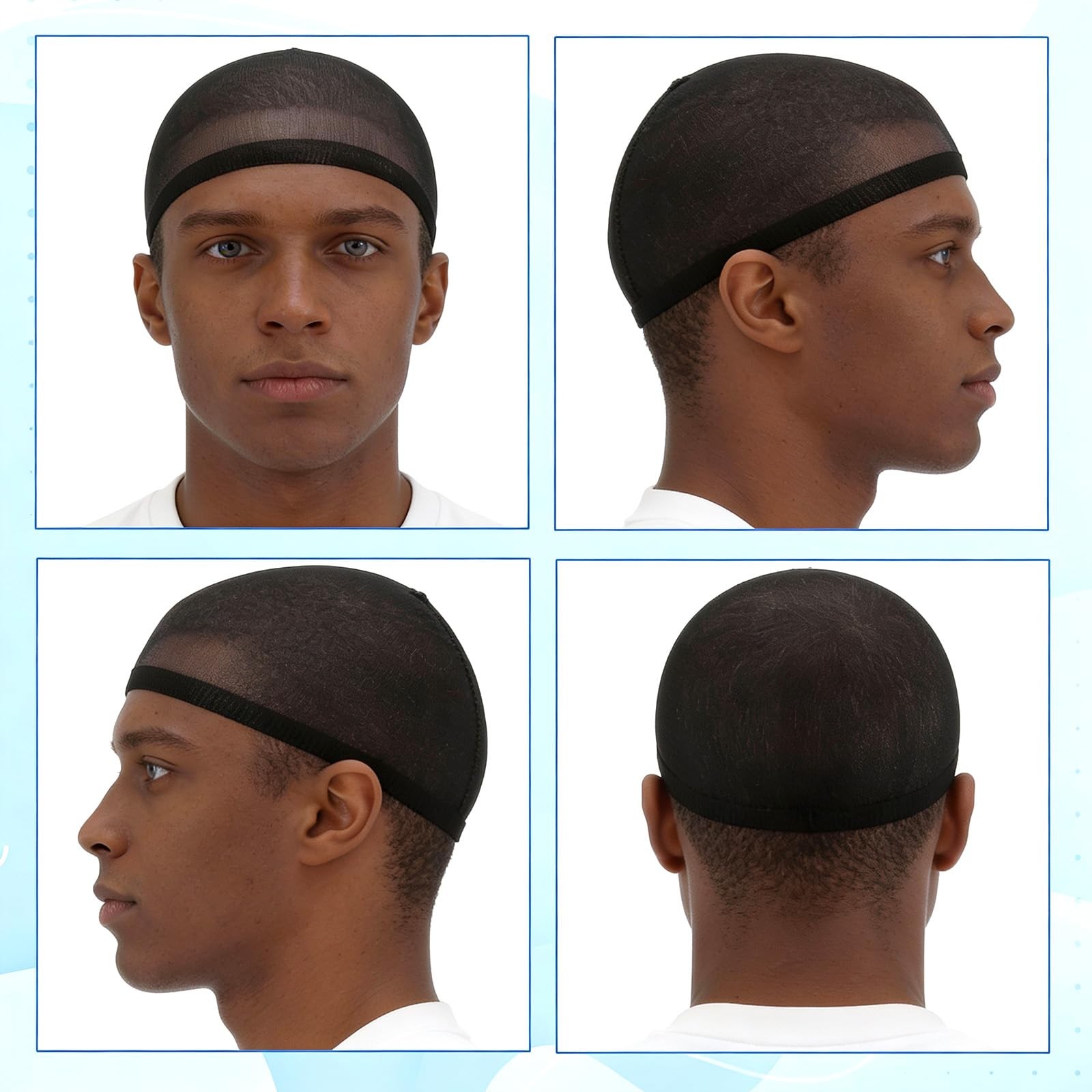 10 Pcs Wave Cap for Men, Soft Breathable Black Stocking Caps One Size,