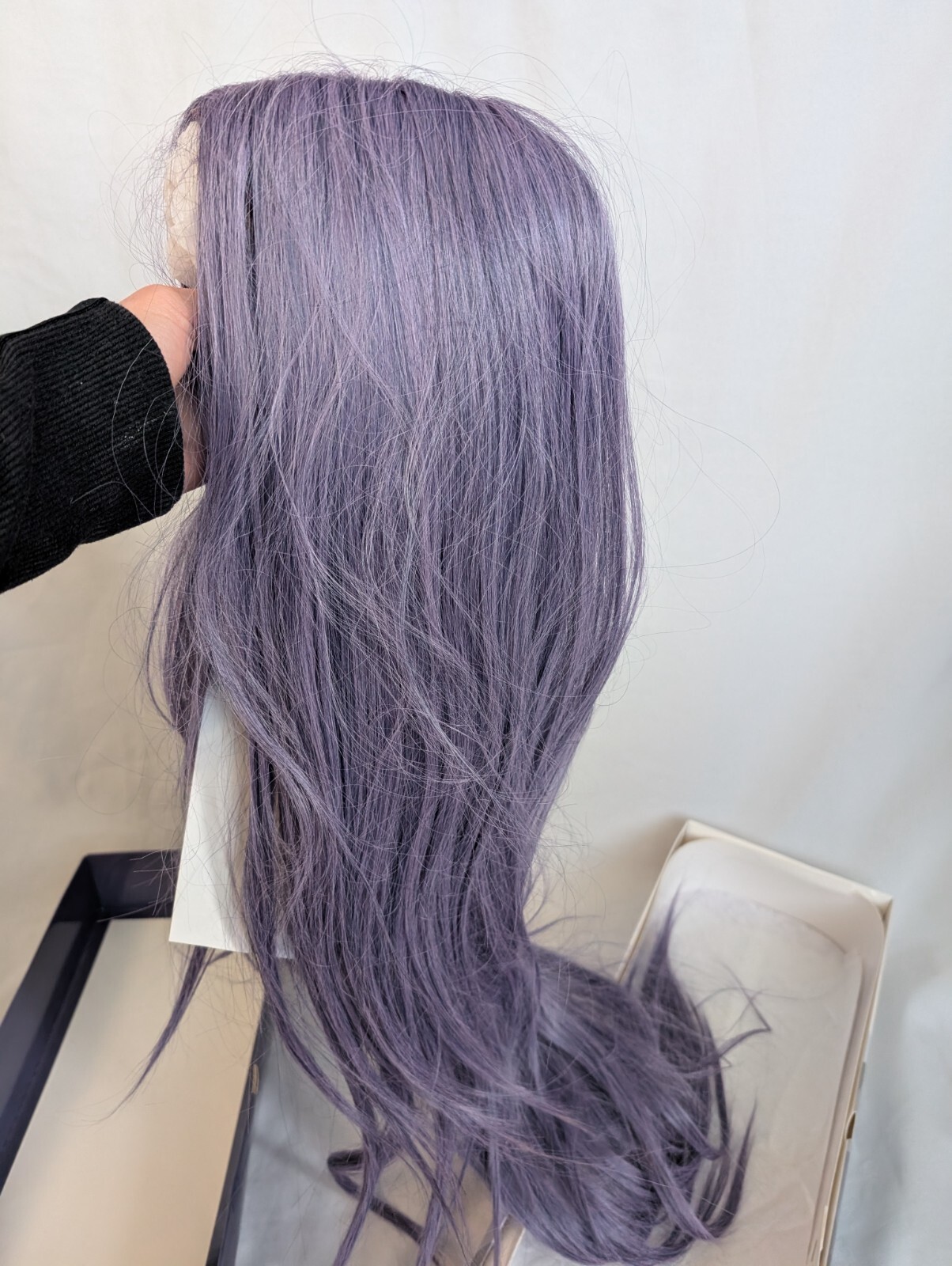 EZ Lace Front Lace Wig Purple Blue Curling Iron Safe to 360F Extra Long 33″