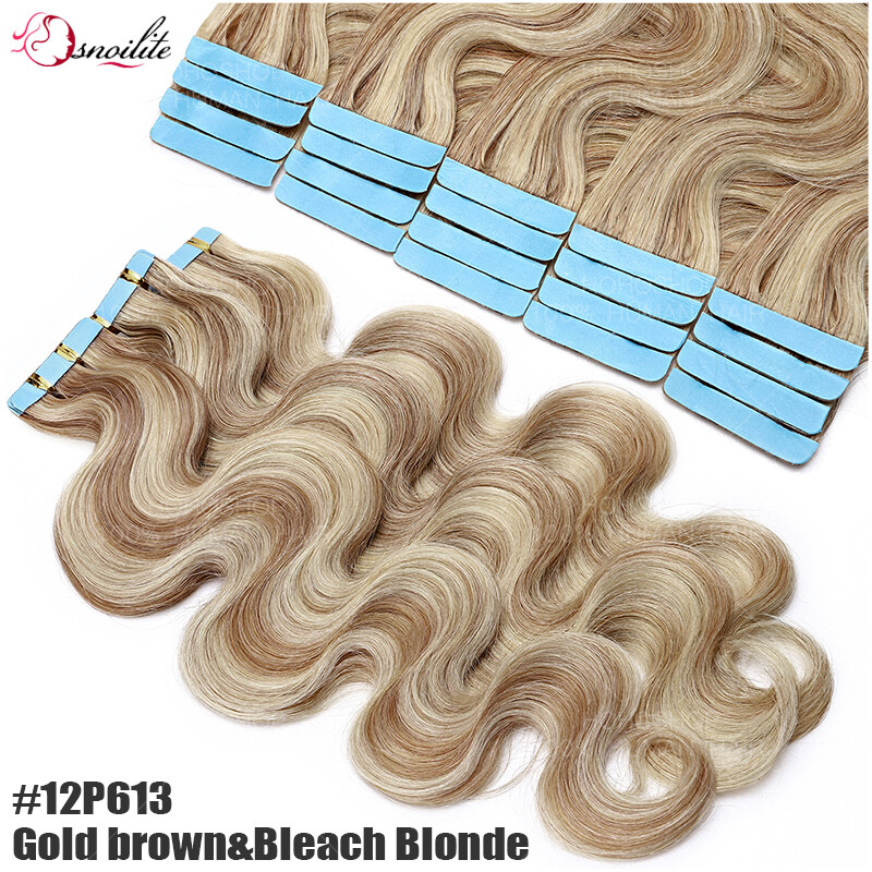 60PCS 150G THICK Tape In Russian Remy Human Hair Extensions Skin Wefts Body Wave