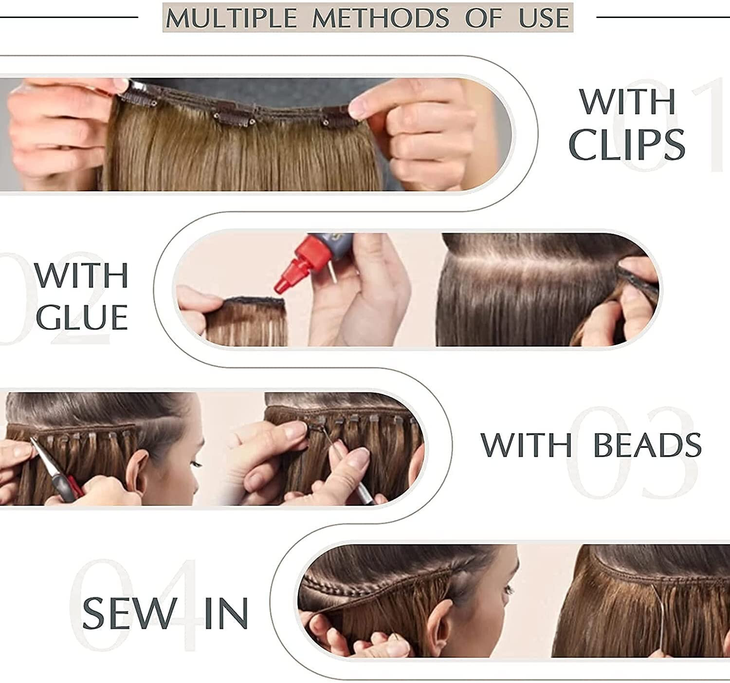 Sew in Weft Hair Extensions Double Weft Hair Extensions Real Human Hair Premium