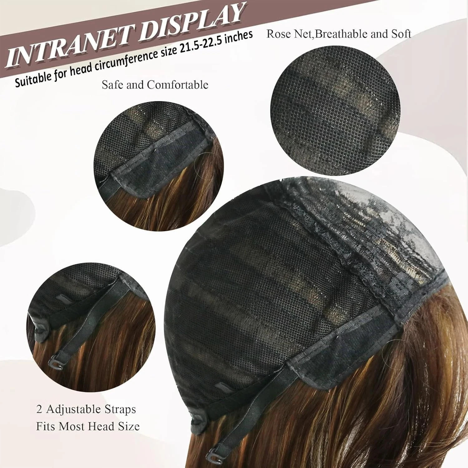 Ombre Brown Highlight Layered Wavy Wigs with Curtain Bangs for Black White Wo