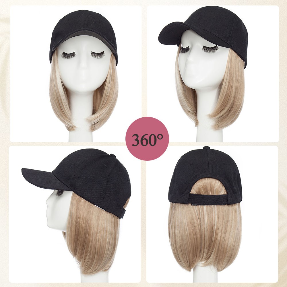 Instant Style 6″ Straight Cap Wig | Adjustable Baseball Hat with Attached Hair