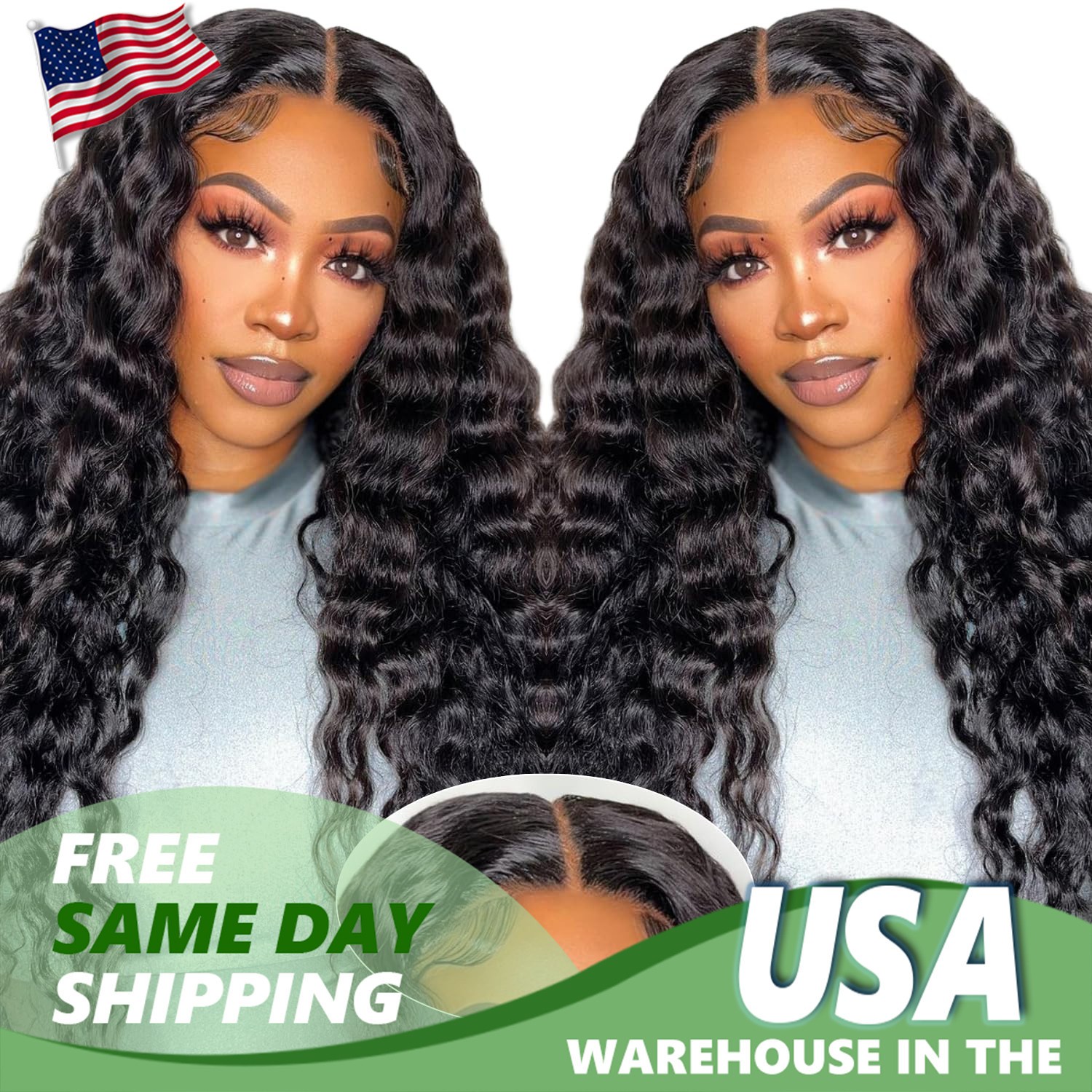 5×5 Natural Color Water Wave Transparent Lace Wigs Human Hair