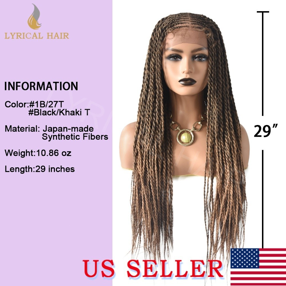 Box Hand Braided Wigs For Black Women Synthetic Lace Front Braids Wig Baby Hair