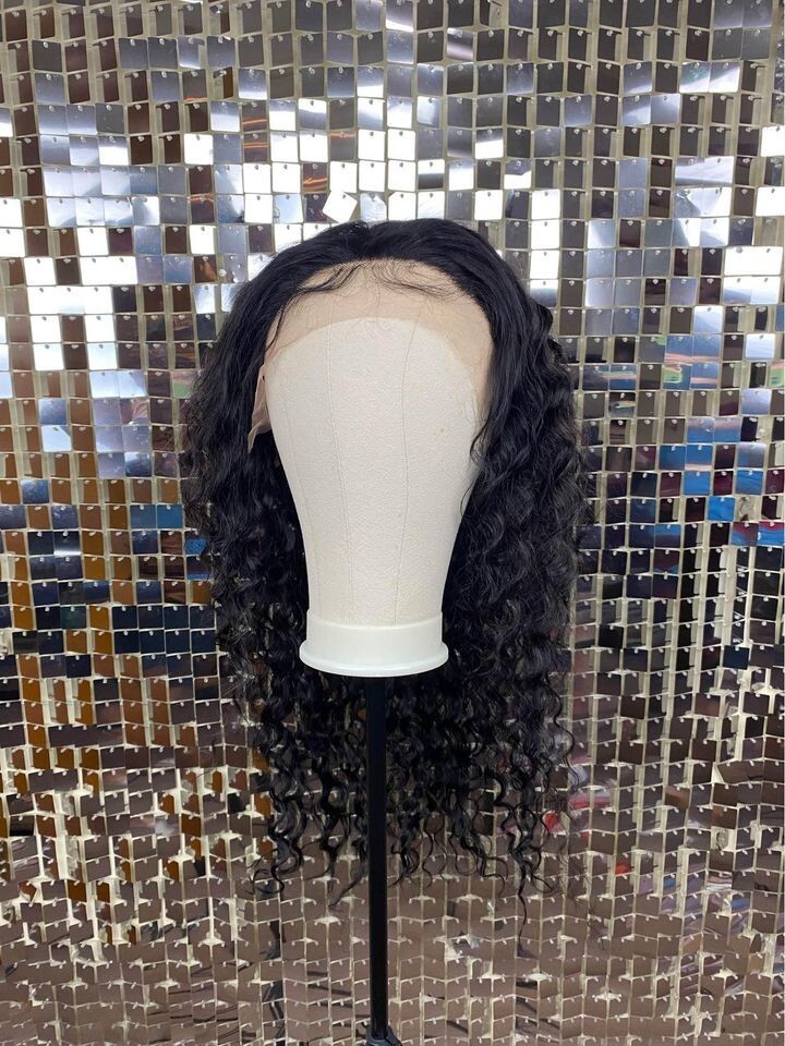 Human Hair Wig 28 inch Natural Black Deep Wave 13×4 Lace Front New