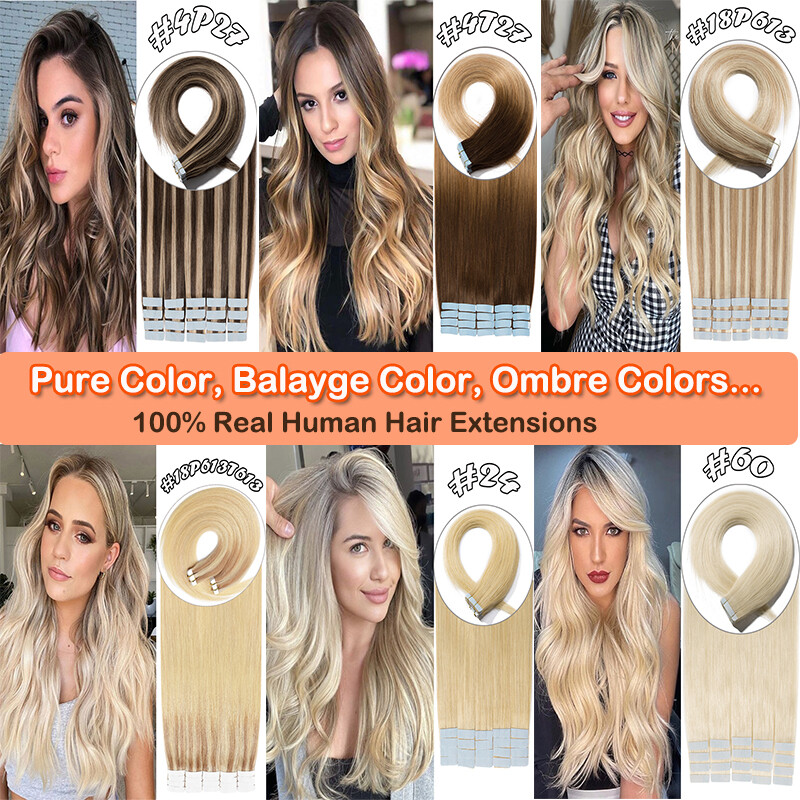 80pcs 200g Seamless Tape In Remy Human Hair Extensions Russian Thick Skin Weft