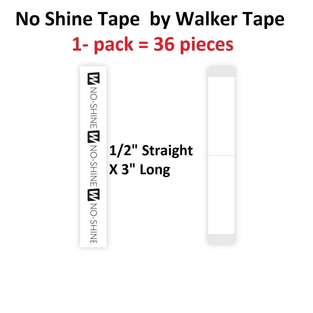 No Shine Hair System Tape 1/2 inch Straight shape 1 pack = 36 pieces