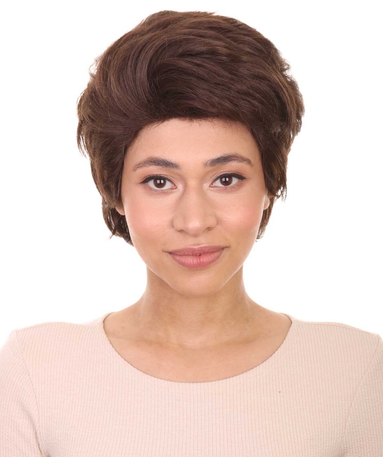 HPO Womens Short Adult Wig | Brown Vintage Wigs, Flame-retardant Synthetic Fiber
