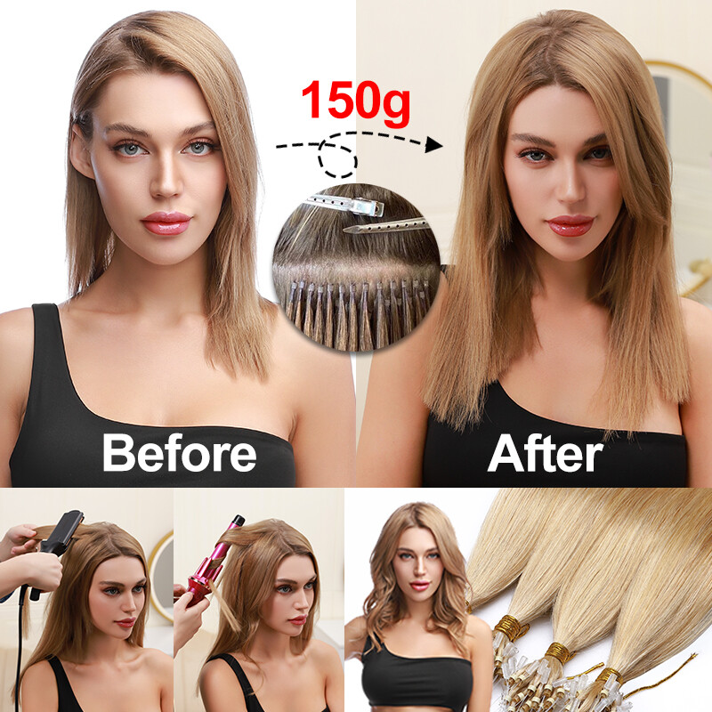 Micro Ring Human Hair Extensions Microlink Loop Beads 100% Remy Hair Highlight