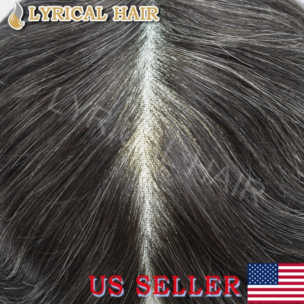 Mens Toupee French Lace Front Human Hair Invisible Hairpiece Skin PU Hair System
