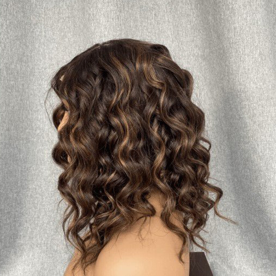 Ombre Brown Highlight Blonde Brazilian Remy Human Hair 13X4 Lace Front Wigs Wavy