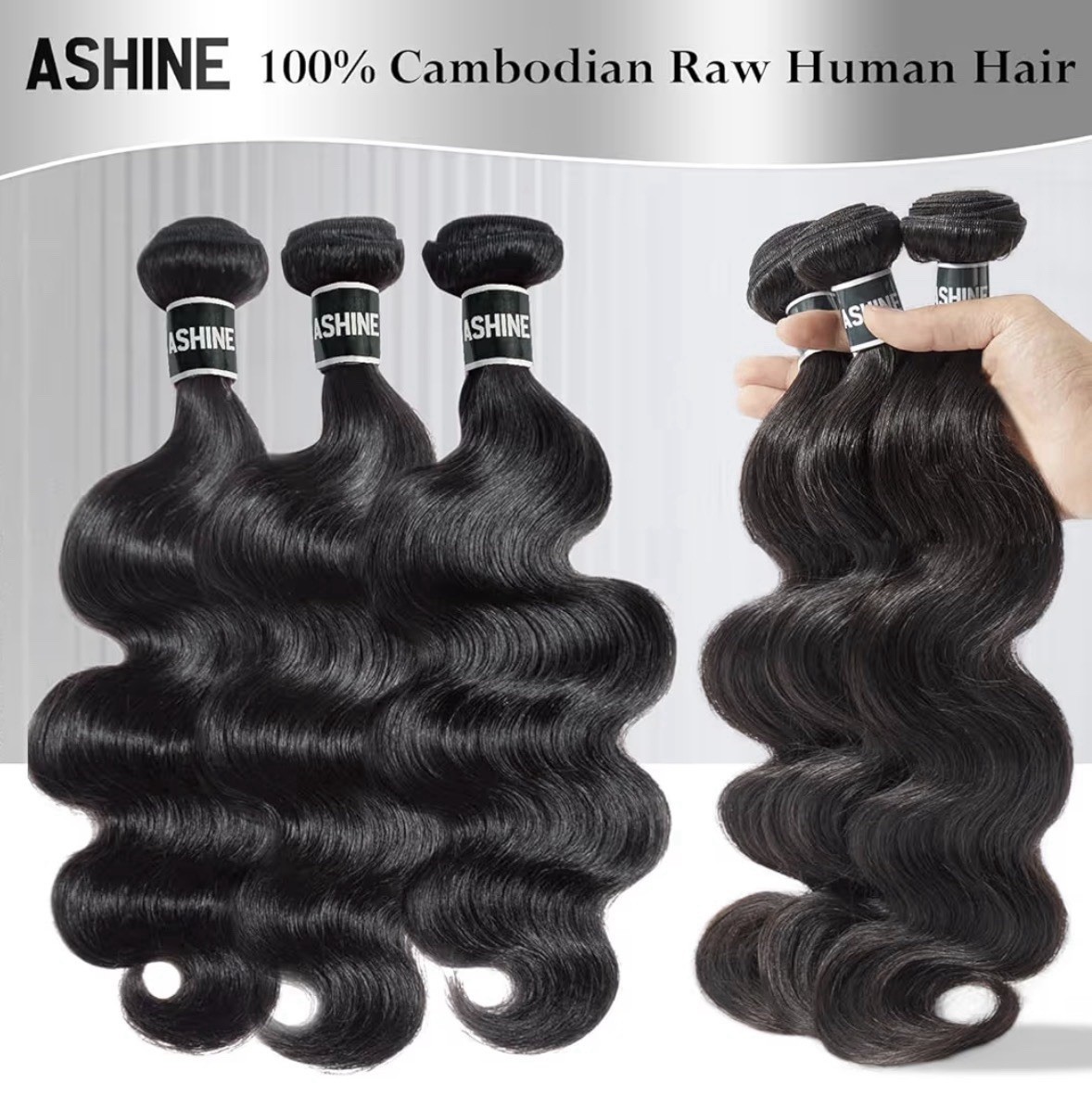 ASHINE Cambodian Raw Human Hair Body Wave Bundles 20 22 24 Inch 3 Pack New