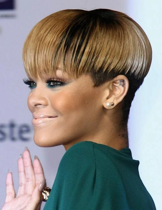 Pixie Cut Wigs with Bangs for Black Women Short Ombre Ash Brown Mixed Black Wigs