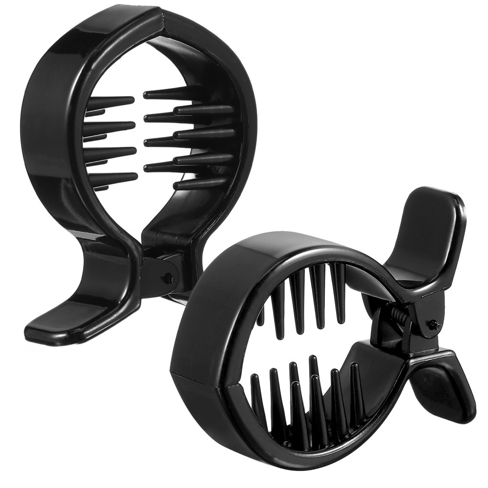 2Pcs Reusable Black Plastic Hair Bun Holder Claws for Thick Hair Ponytails