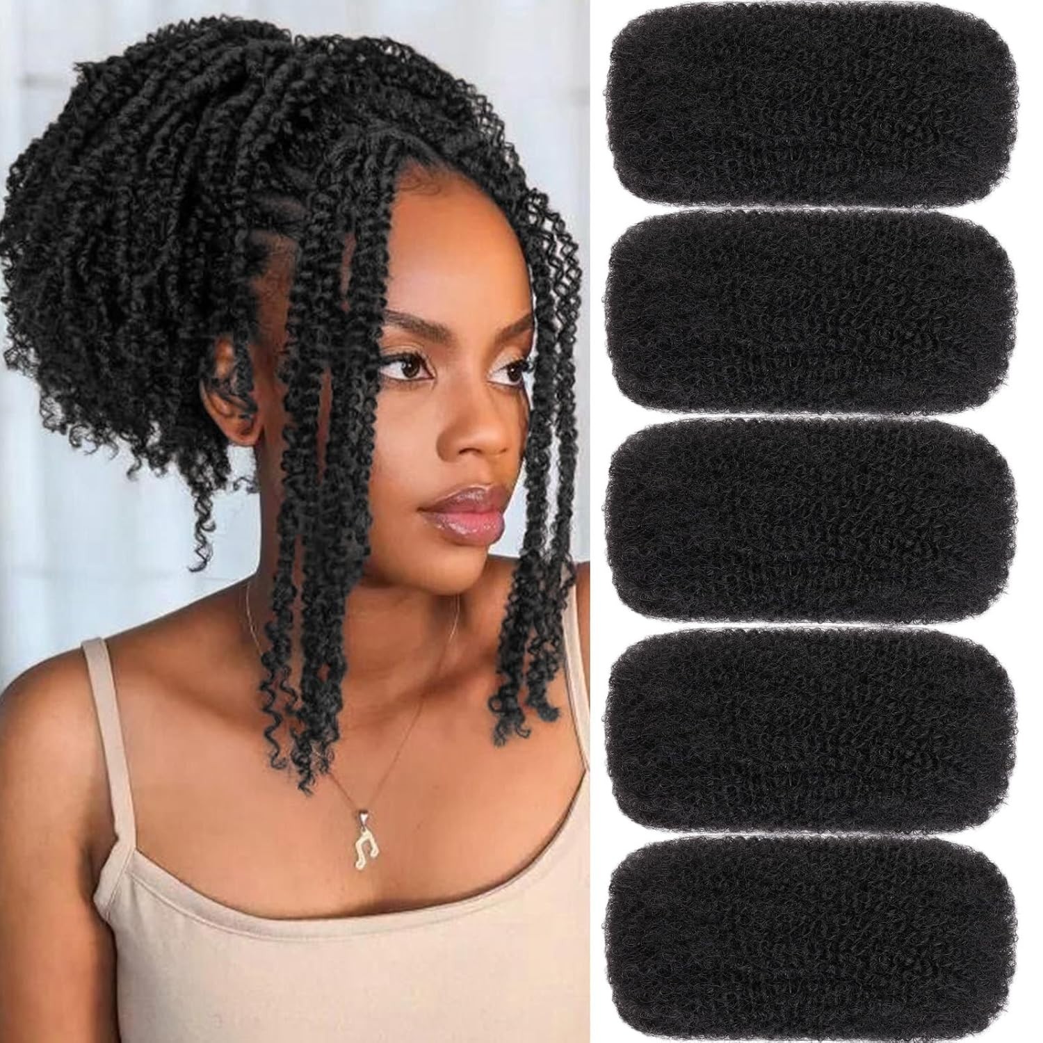 Xtrend 10 Inch 5 Bundles 150g Natural Black Afro Kinky Curly Braiding Bulk Hair