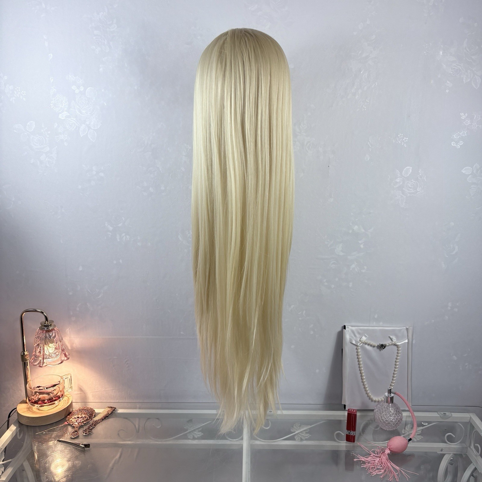 Daily Wear 360 Lace Updo WIG! Long Bleach blonde, Human Hair Blend