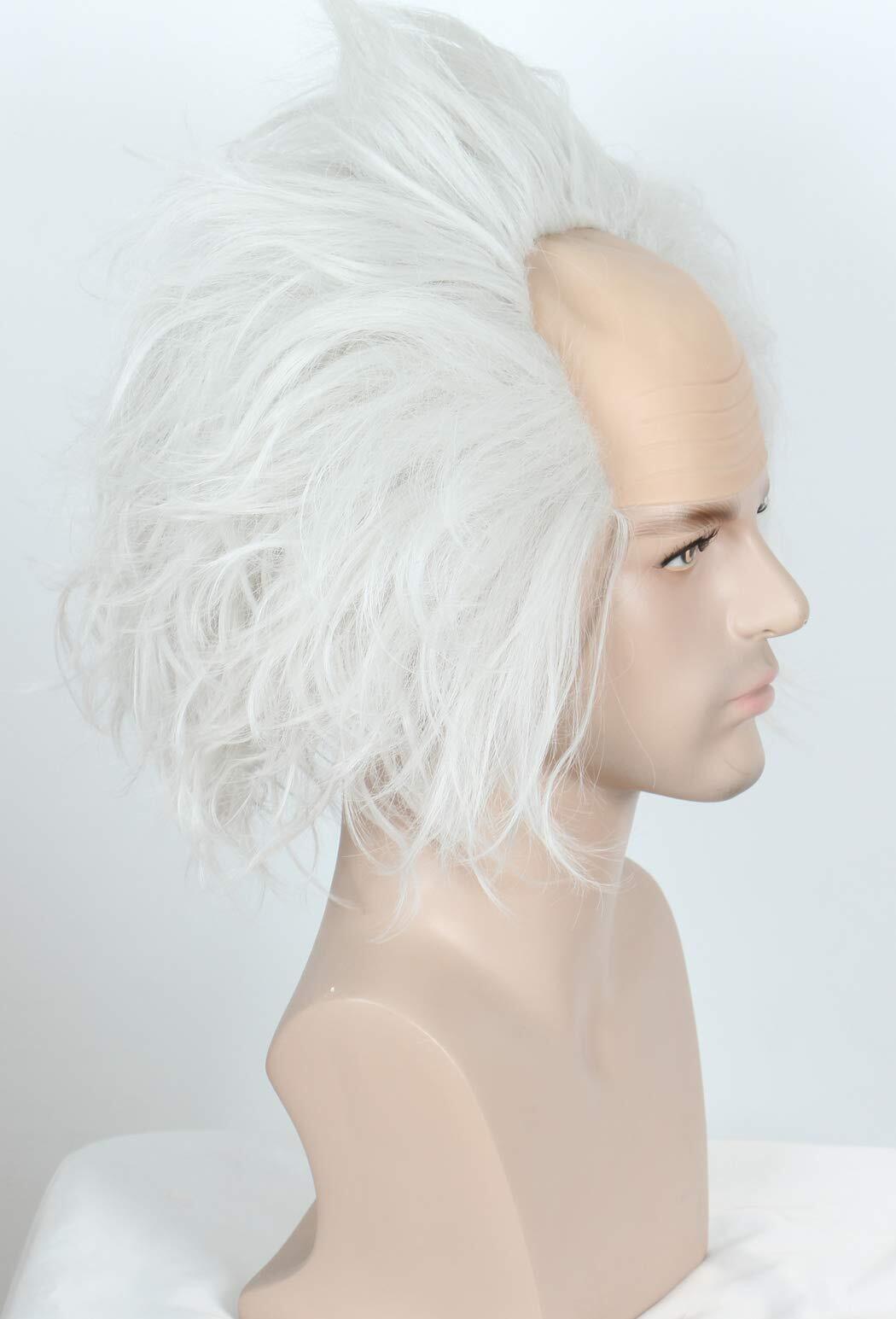 Unisex Short Bald Wig Silver Costume Cap Halloween Fancy Dress Adult Wig